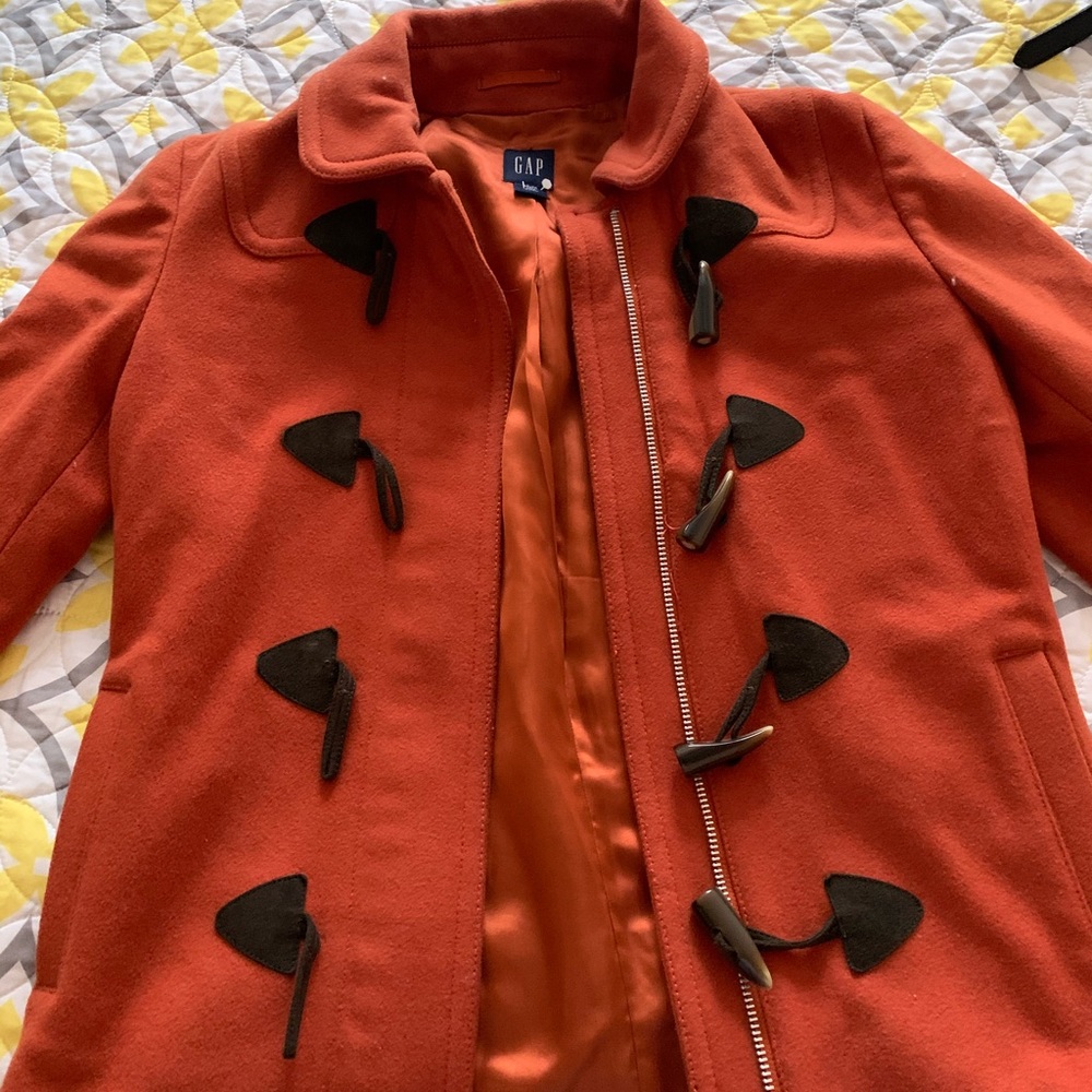 GAP burnt orange wool zip up coat
